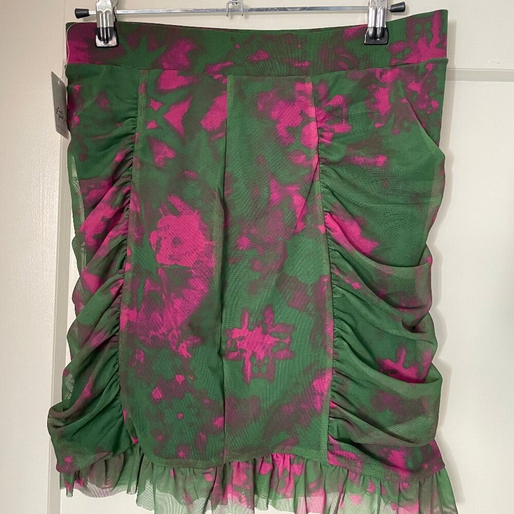 Free People - Tie Dye Ruffle Mini Skirt - S